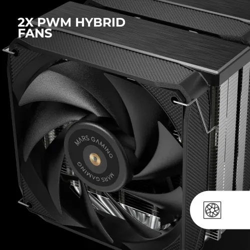 Mars Gaming MCPUXU6 Ventirad CPU Double Tour TDP 350W 2X Ventilateurs à Pales Hybrides