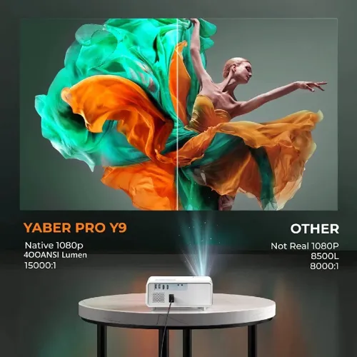 Data show Vidéoprojecteur 5G WiFi Bluetooth,YABER Pro Y9 400ANSI Full HD 1080P