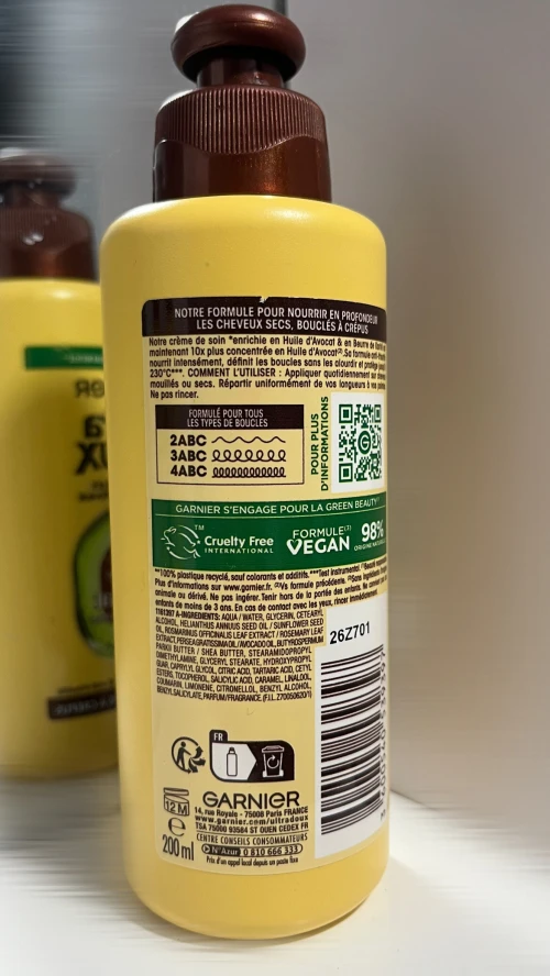 Crème cheveux bouclés Garnier ultra doux