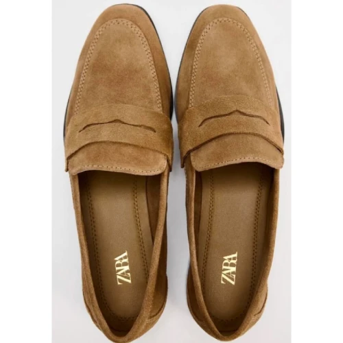 Mocassins Zara femme daim camel avec serrage