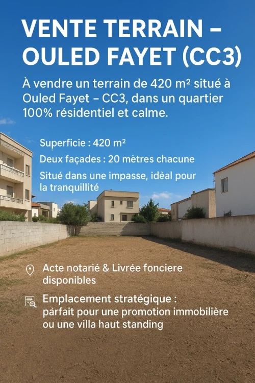 Vente Terrain Alger Ouled fayet