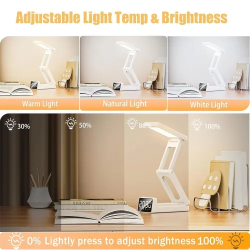 Lampe de Bureau 3 en 1مصباح مكتب و منبه و شاحن