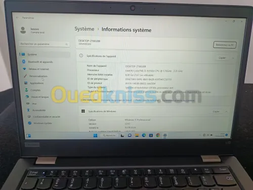 laptop lenovo t13 i5 10eme 8g ssd256 13.3" fhd