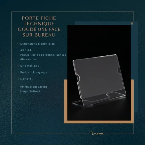 Porte fiche technique modèle coudé une face / modèle coudé deux faces (Portrait/Paysage) 