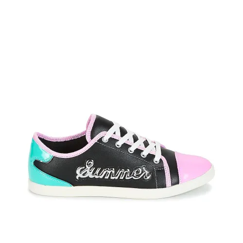 BASKETS ANDRÉ FEMME LIMONADE CUIR NOIR VIOLET