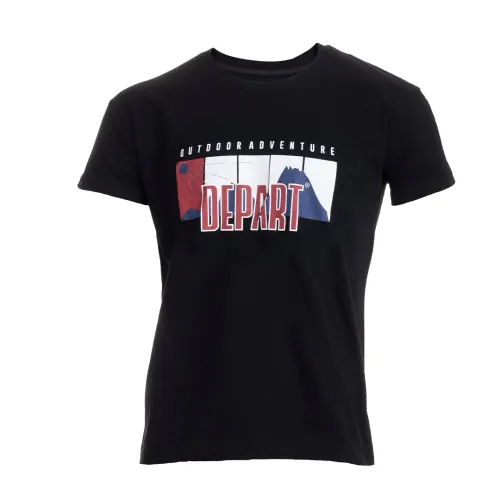 T-SHIRT HOMME DEPART  NOIR 100% COTON PRINT