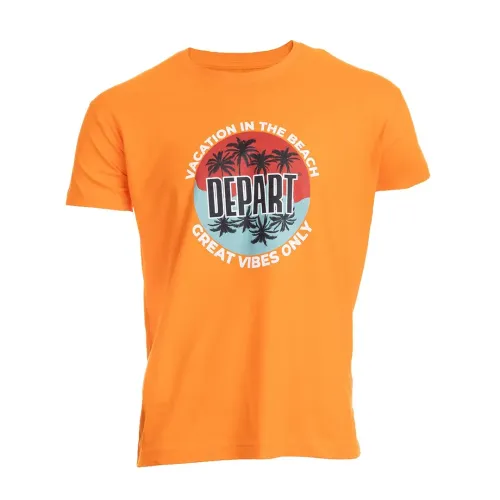 T-SHIRT HOMME DEPART  ORAGNE 100% COTON PRINT