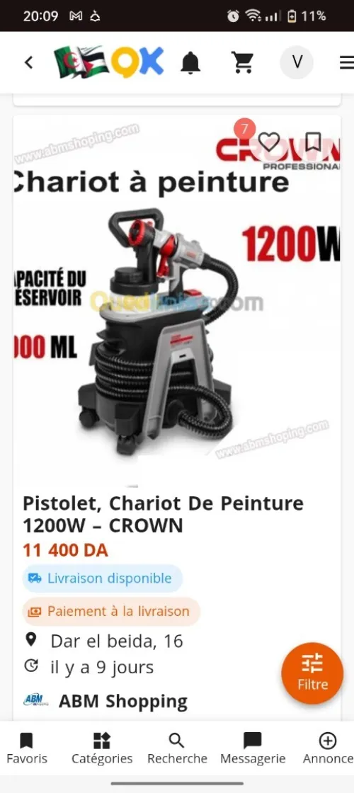 Pistolet de Peinture à Chariot pas 11000 mais 5500