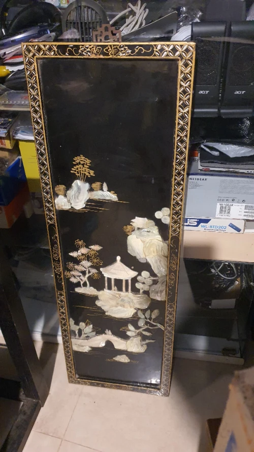 Paire de panneaux muraux en nacre chinois, fait main