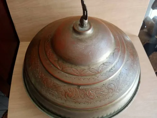 Ancienne assiette Tebsi Achaouette en cuivre avec Nedjma wa Hlale LIQUIDATION