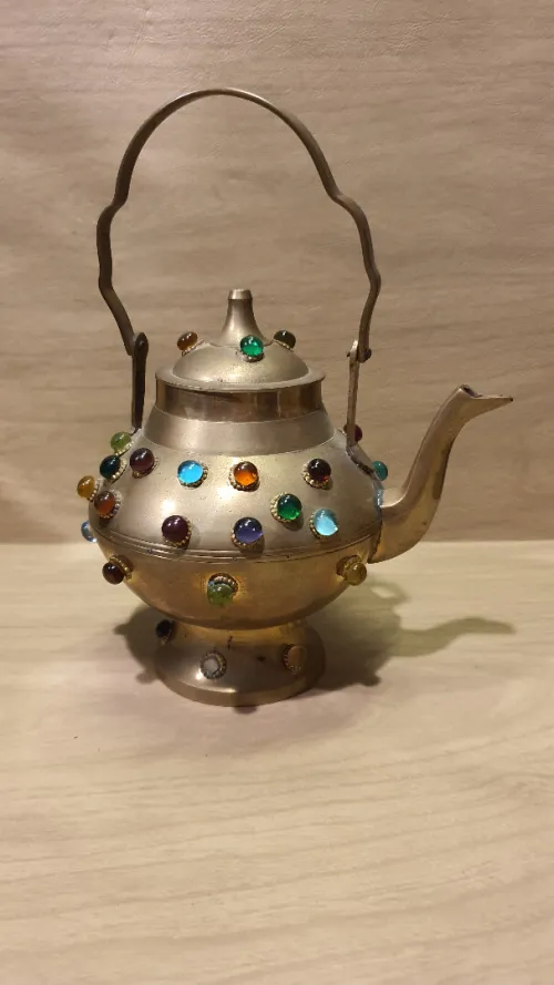 Joli Ensemble Vintage : Théière et Lampe d'Aladin en Laiton - Décoration Bohème / Orientale