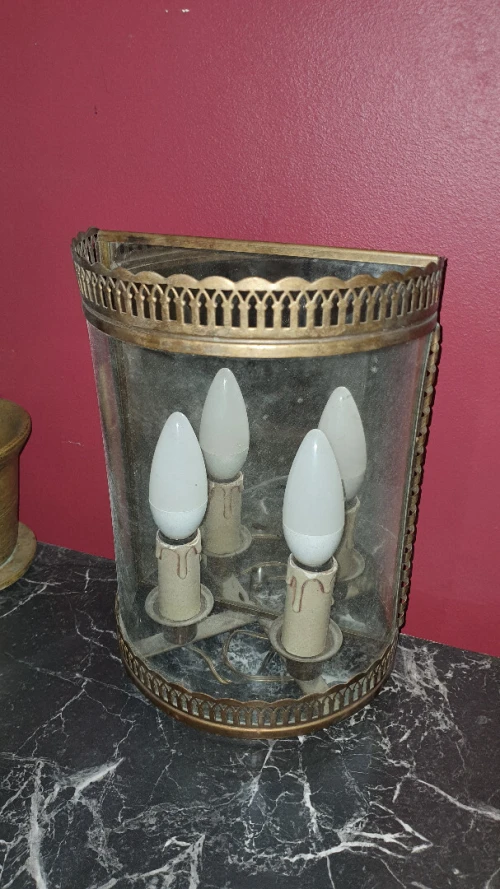 Lanterne murale en laiton deux lumières, applique effet miroir LIQUIDATION