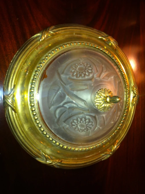 plafonnier vintage en bronze et verre taillé, sablé 