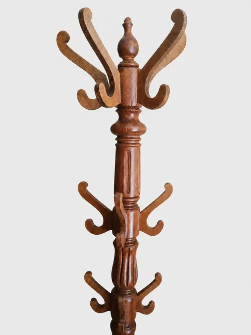 Porte-Manteau Perroquet de Bistrot en Bois Massif Tourné, Style Napoléon III