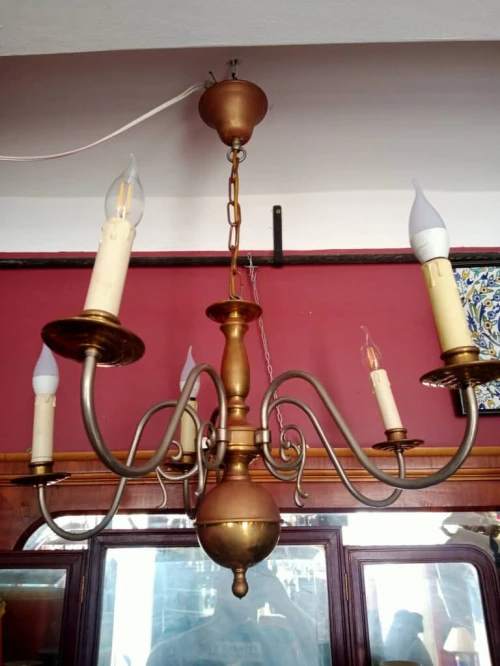 Lustre à 5 branches en laiton de Style Hollondais made in Germany LIQUIDATION