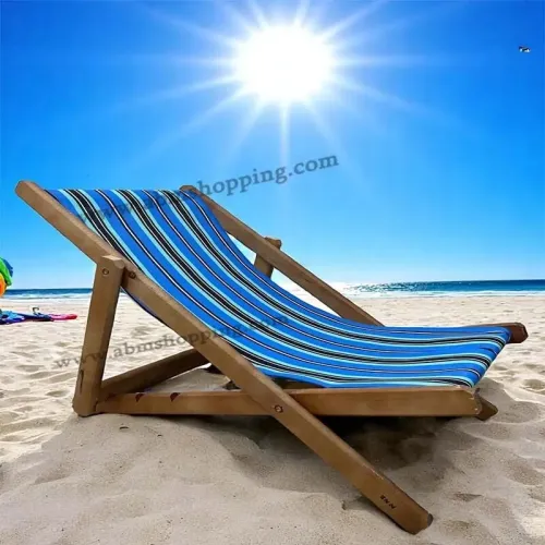 chaise de plage pliante en bois51.5x97x82cm (F) 