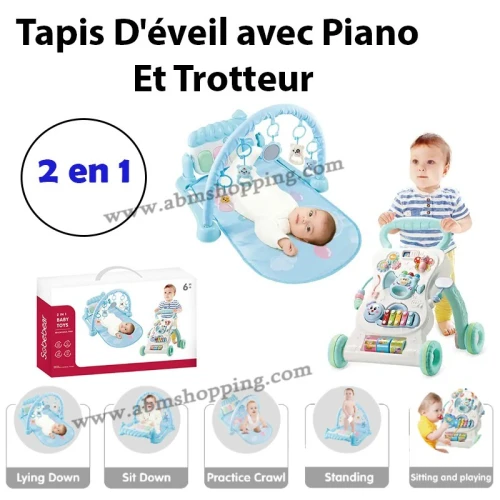 Tapis D'éveil avec Piano Et Trotteur 2 en 1