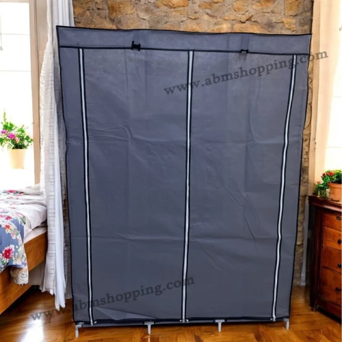 Armoire en tissu avec 2 penderies et 9 étagères