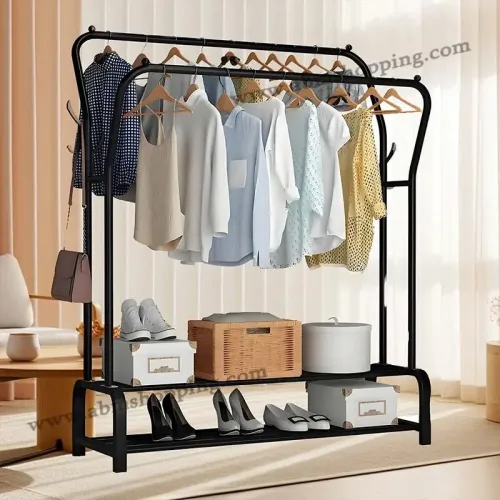 Porte-vêtements à double pôle 2 niveaux
