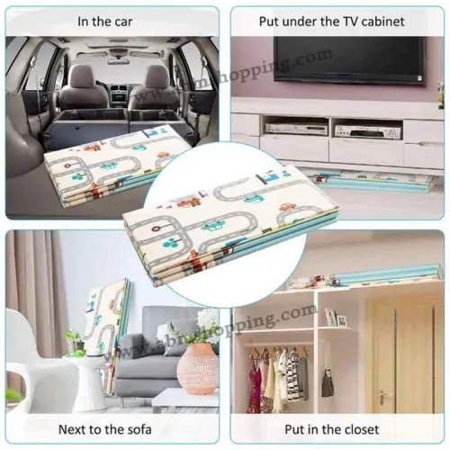 Tapis pliable en mousse double face pour enfants 197x180cm