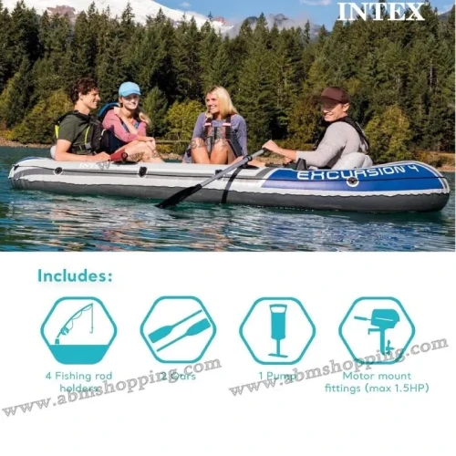 Bateau pneumatique Excursion 5 avec les rames en aluminiumet pompe à air 366x148x43 Intex