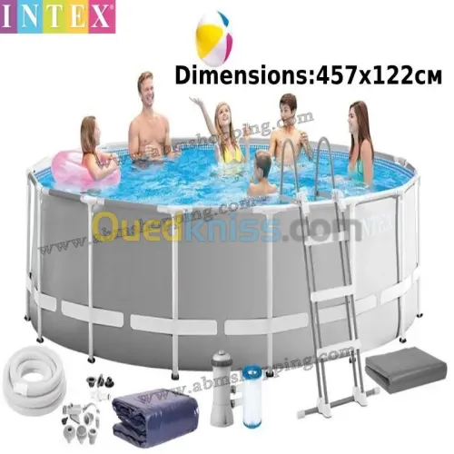Piscine tubulaire 457.122  PRISM FRAME  pompe de filtration échelle auvent sous couche Intex