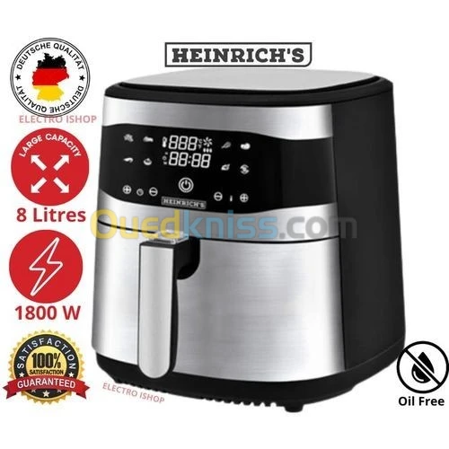 Friteuse sans Huile Heinrich's 8L - 8 programe - LED 1800W Germany Air Frayer القلاية الهوائية 
