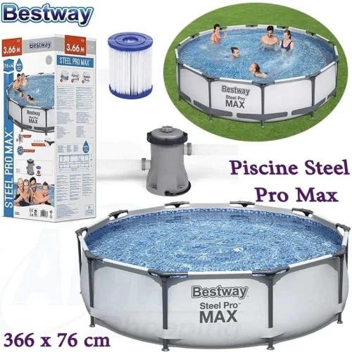 Piscine Steel Pro Max 366x76cm avec pompe filtrante Bestway