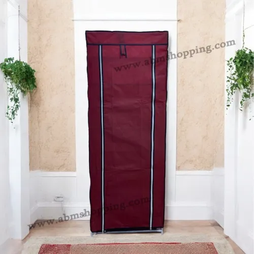 Armoire en tissu grenat 09 étages 157x27x57cm