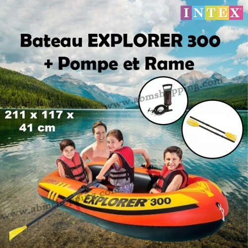 Bateau EXPLORER 300 + Pompe Et Rame 211x117x41cm | INTEX