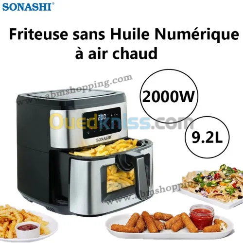 Garantie produit 2 ans Friteuse sans Huile Numérique à air chaud 9.2L 2000W | SONASHI