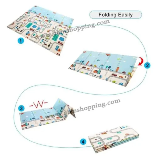 Tapis pliable en mousse double face pour enfants 197x180cm