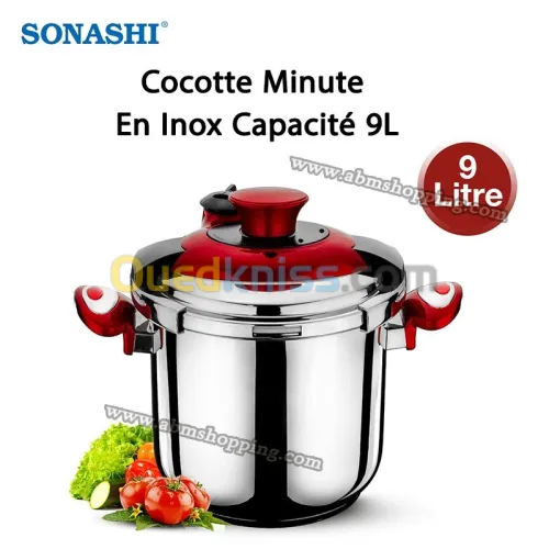 GRANTIE produit 2 ans Cocotte Minute en Inox capacité 9L | SONASHI