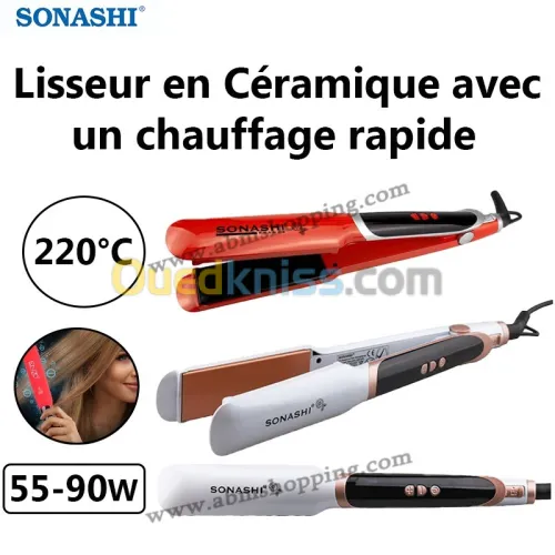 GRANTIE produit 2 ans Lisseur en Céramique avec un chauffage rapide 220C | SONASHI