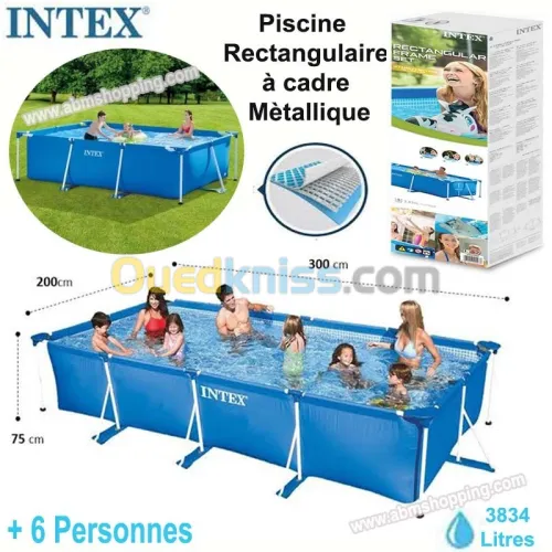 Piscine Rectangulaire 300x200x75 cm à cadre métallique  Intex