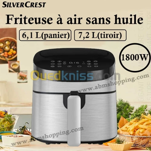  Friteuse à air sans huile 6,1 L (panier) / 7,2 L (tiroir),1800W | SILVERCREST القلاية الهوائية 