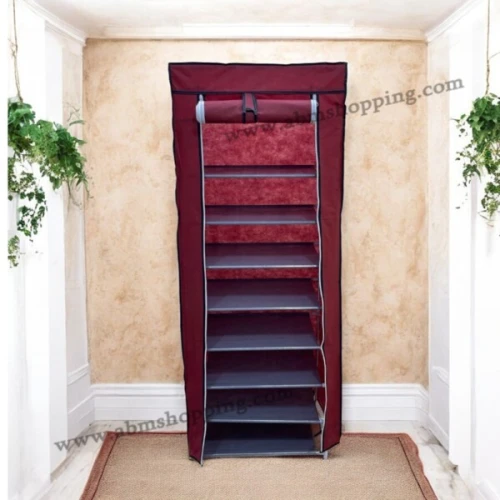 Armoire en tissu grenat 09 étages 157x27x57cm