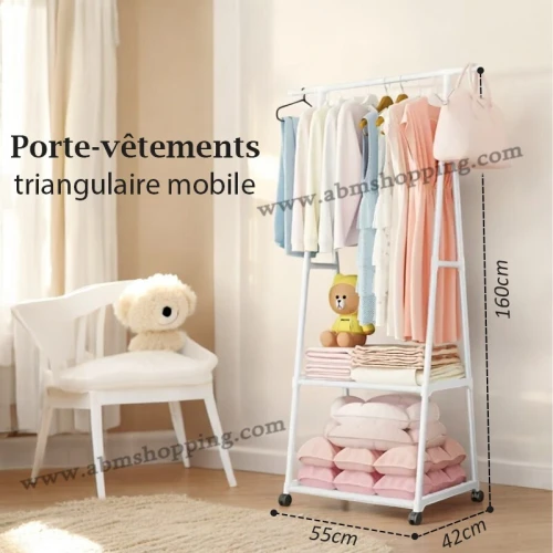 Porte-vêtements triangulaire mobile 55x42x160cm (F) 