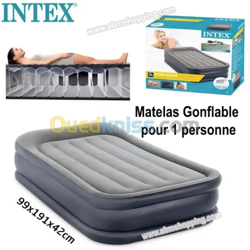 Matelas Gonflable FiberTech Avec Pompe Electrique Intégrée,  99x191x42 (Facturation Disponible)