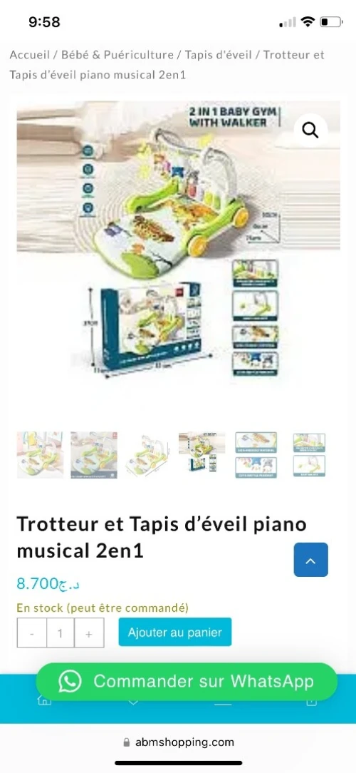 Trotteur et Tapis déveil piano musical 2en1