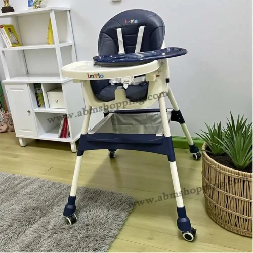 Chaise Haute Pour Bébé 2en1 | Tinylo Bleu et marron