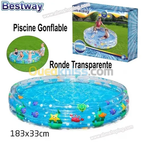 Piscine gonflable Ronde transparente 183 Cm x 33 Cm  Bestway