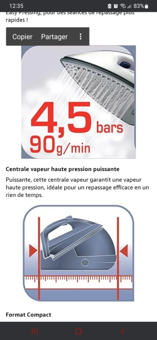 Central vapeur calor easy pressing 