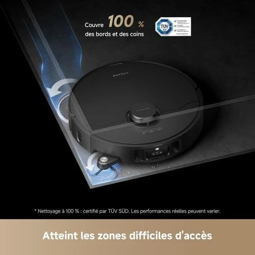 Robot Aspirateur L40s Pro Ultra noir , 19 000 Pa, Brosse Double HyperStream,, Brosse latérale extensible et relevable, Nettoyage de la serpillière à l'eau chaude à 75 degre ,Auto-nettoyant3.0