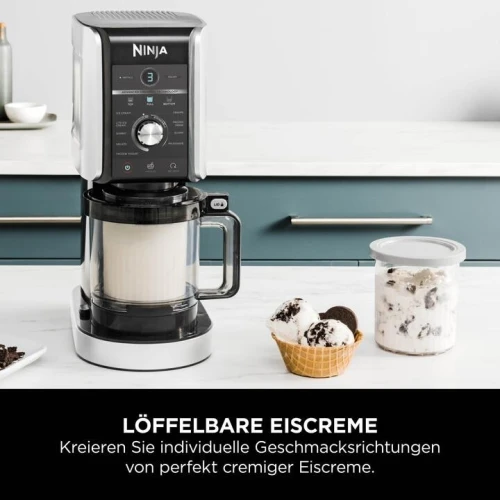 Sorbetière machine a glace Ninja Creami Deluxe NC502EU - 10 programmes dont 4 : Boisson glacée, Granité, Frappé et Yaourt glacé- 2 pots de 709 ml