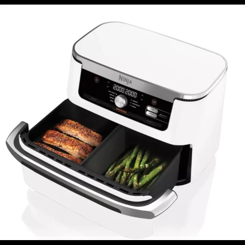 Ninja Friteuse Sans Huile Grand Bac 10,4L Avec Posibilite Separation On Deux Zone AF500 BLANC