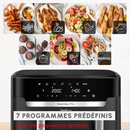 moulinex Air Fryer dual easy fry 11Litres Noir ez942h20