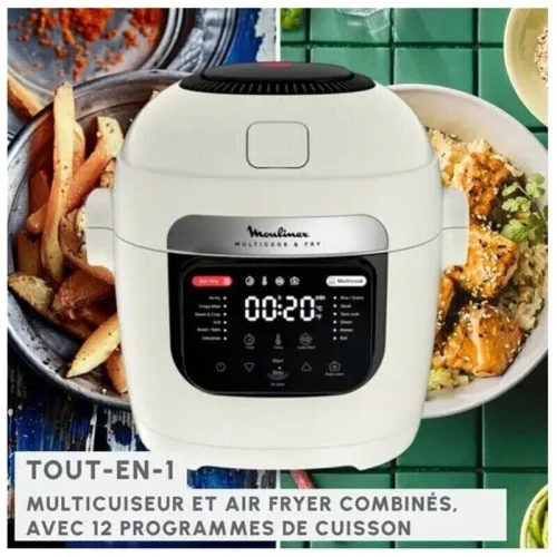 Multicuisseur Moulinex Multicook & Fry 2en1 multicuisseur et airfryer -1200W - 6L - 12 programmes automatique -connectée -mz7301f0