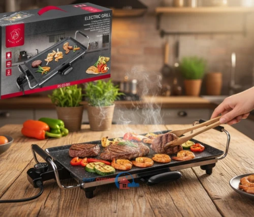 PLANCHE GRILL ELECTRIQUE ROYAL SWISS 2000W - SURFACE ANTIADHESIVE - THERMOSTAT REGLABLE