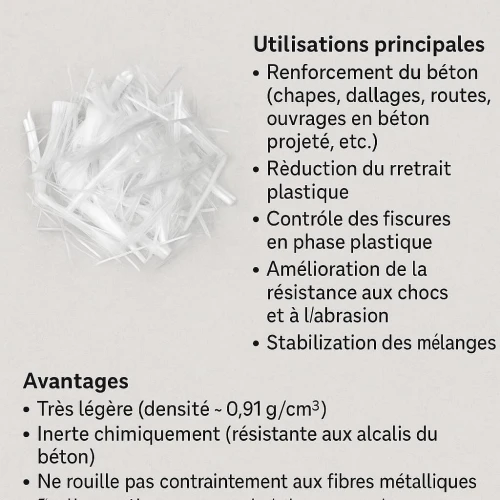 Fibre polypropylène 12 mm Anti-fissuration